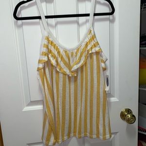 Yellow and White Striped Flowy Cami Top
